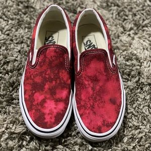 Red tie dye slip on vans
